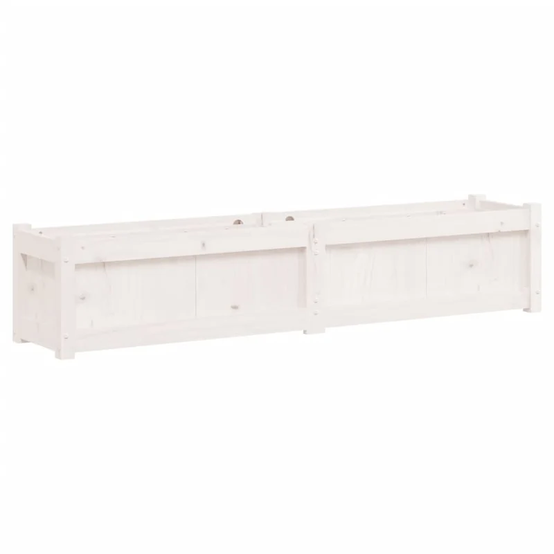 Jardinera De Madera Maciza De Pino Blanca 150x31x31 Cm