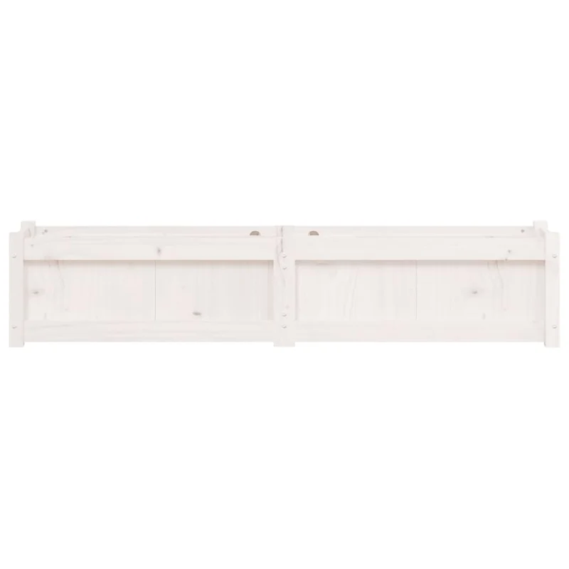 Jardinera De Madera Maciza De Pino Blanca 150x31x31 Cm