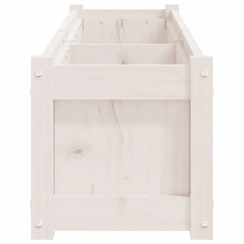 Jardinera De Madera Maciza De Pino Blanca 150x31x31 Cm