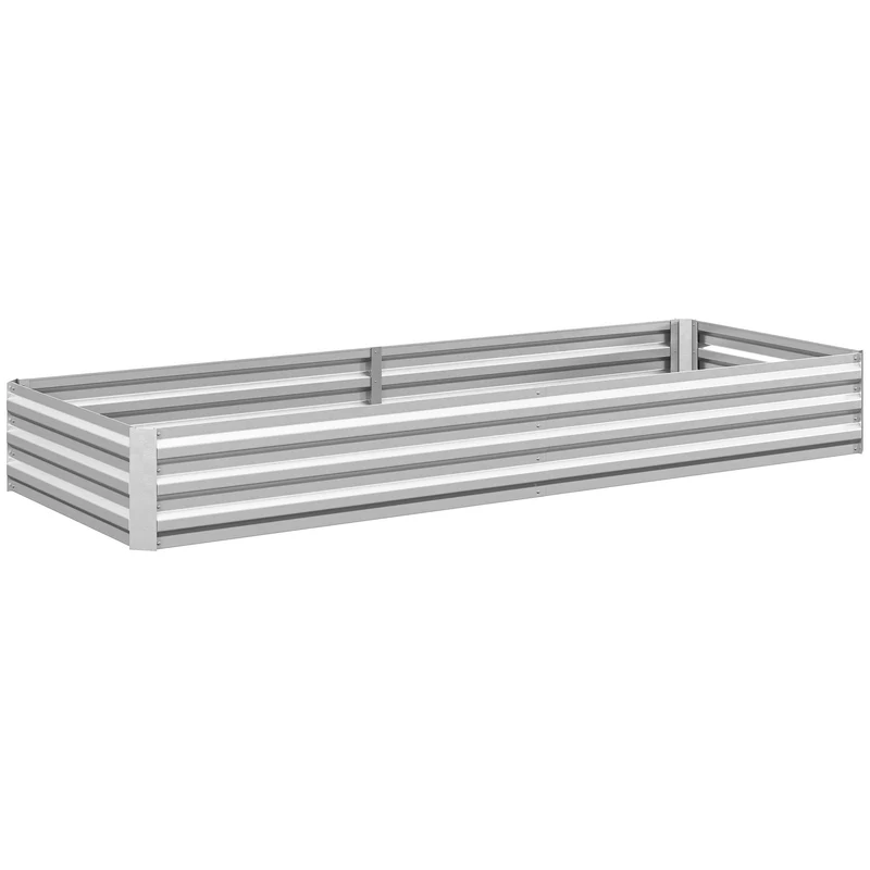 Outsunny Jardinera Exterior Grande De Acero Galvanizado Con Base Abierta Plata