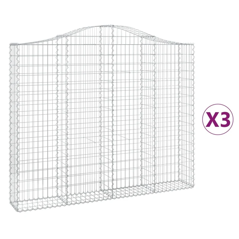 Cestas Gaviones 3 Uds Forma De Arco Hierro 200x30x160/180 Cm
