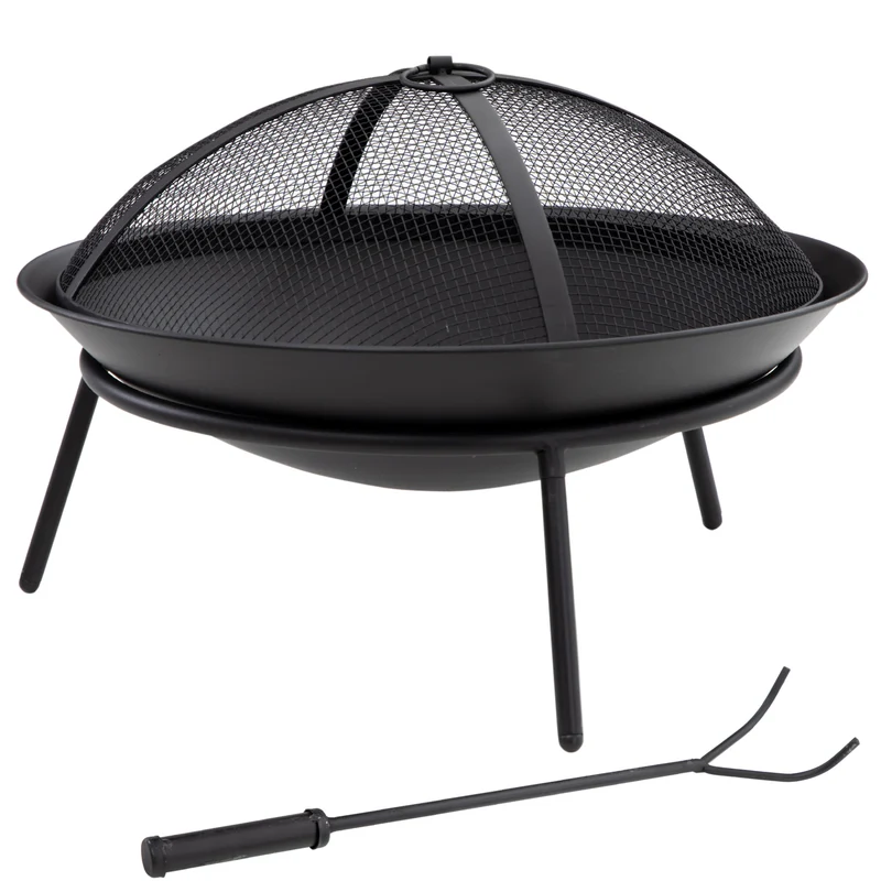 Outsunny Brasero Exterior Para Jardín Con Protector De Chispas Atizador Ø47x33cm