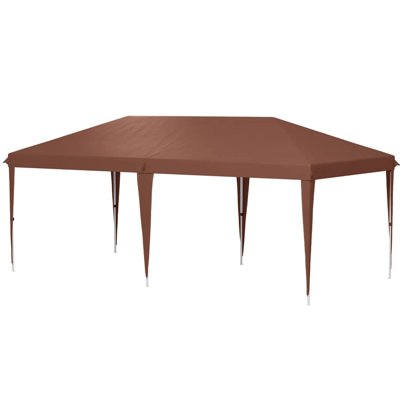 Outsunny Carpa Plegable 6x3 M Con Altura Ajustable Anti-uv Café