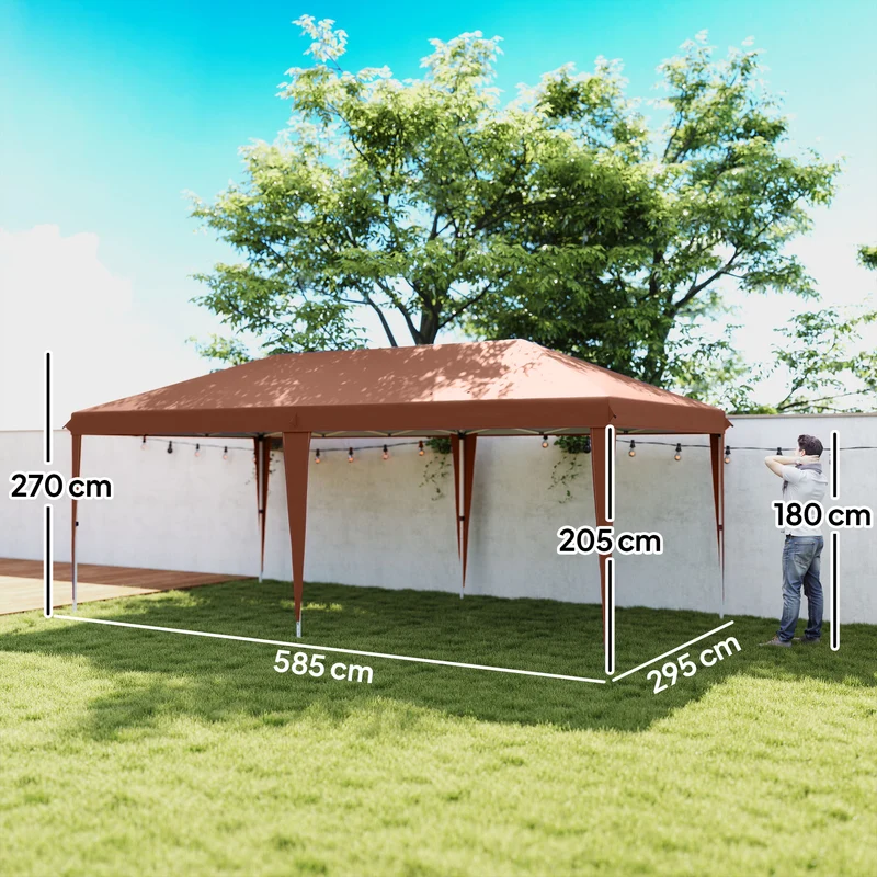 Outsunny Carpa Plegable 6x3 M Con Altura Ajustable Anti-uv Café