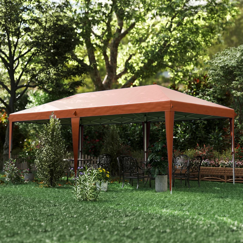 Outsunny Carpa Plegable 6x3 M Con Altura Ajustable Anti-uv Café