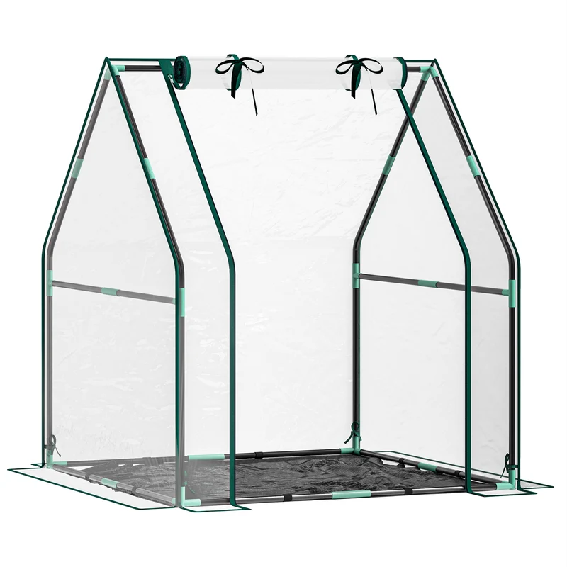 Outsunny Invernadero Pequeño Con Base De Tela Pe Impermeable Transparente