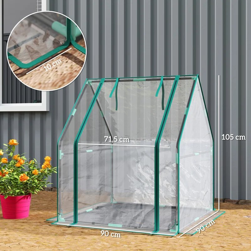Outsunny Invernadero Pequeño Con Base De Tela Pe Impermeable Transparente