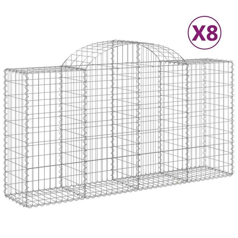 Cestas De Gaviones 8 Uds Forma De Arco Hierro 200x50x100/120cm