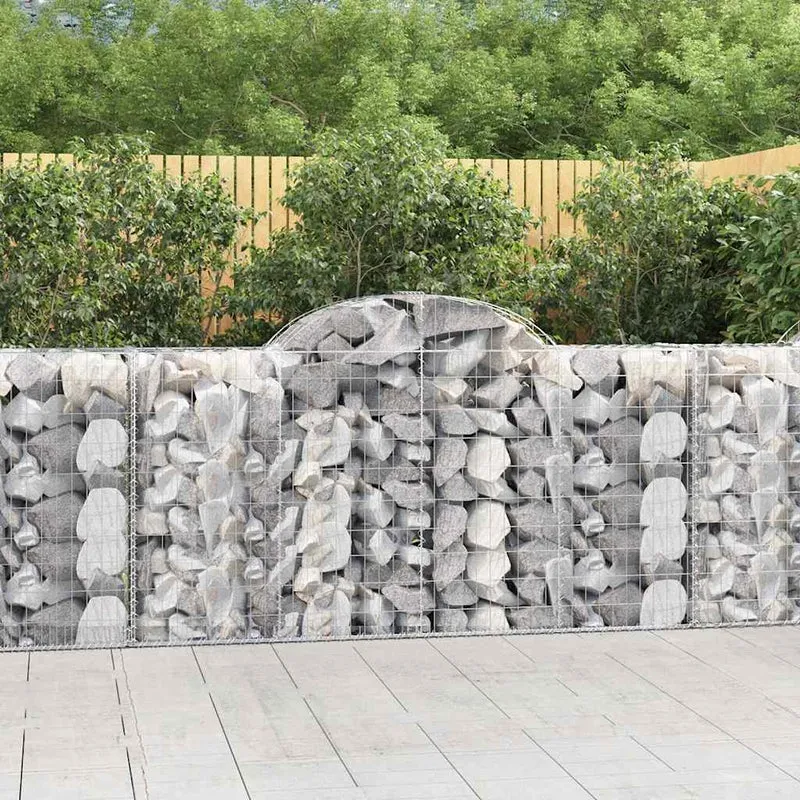 Cestas De Gaviones 8 Uds Forma De Arco Hierro 200x50x100/120cm