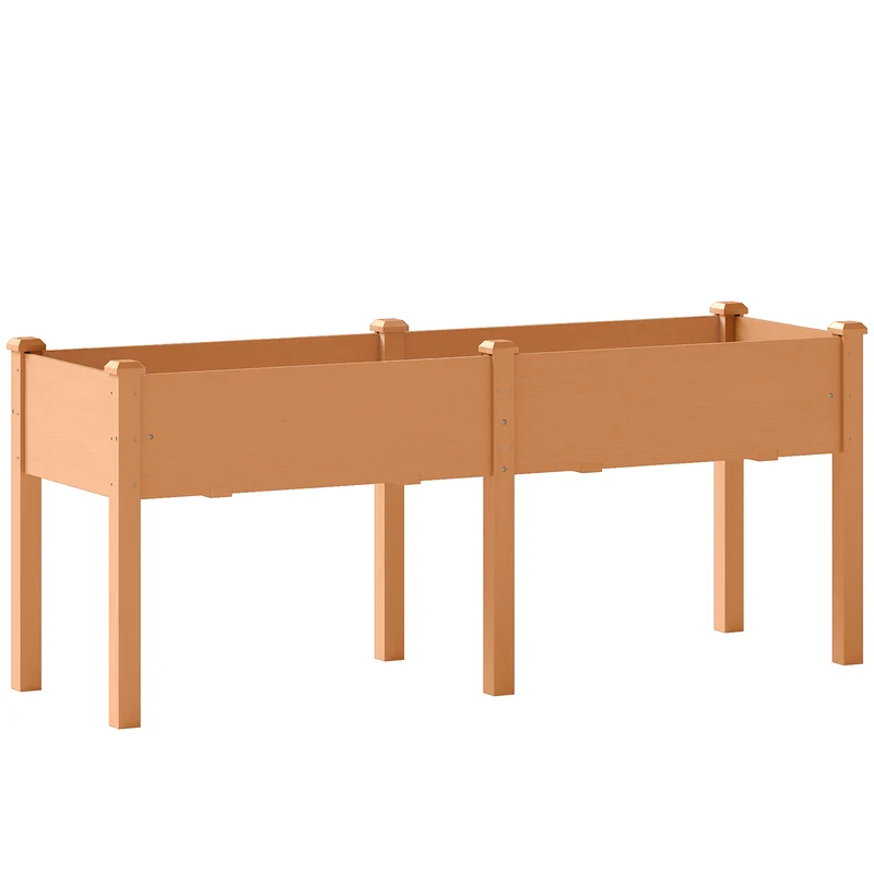 Outsunny Huerto Urbano Elevado De Madera Con 6 Orificios De Drenaje Marrón
