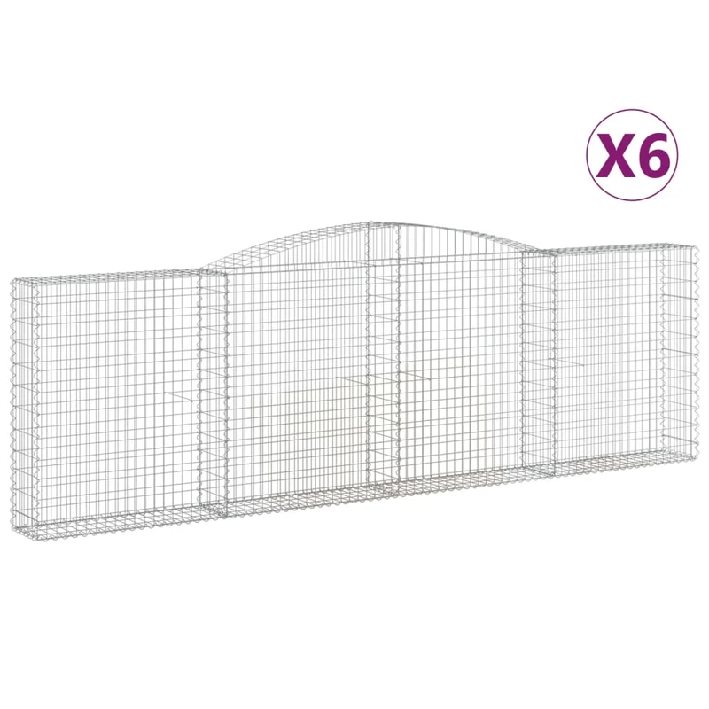 Cestas De Gaviones 6 Uds Forma De Arco Hierro 400x30x120/140 Cm