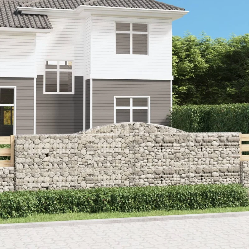 Cestas De Gaviones 6 Uds Forma De Arco Hierro 400x30x120/140 Cm