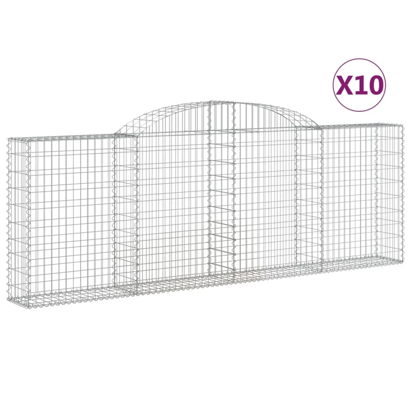 Cestas De Gaviones 10 Uds Forma Arco Hierro 300x30x100/120 Cm