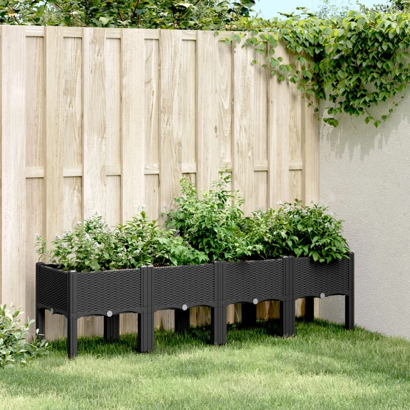 Jardinera Con Patas Pp Negro 160x40x42 Cm
