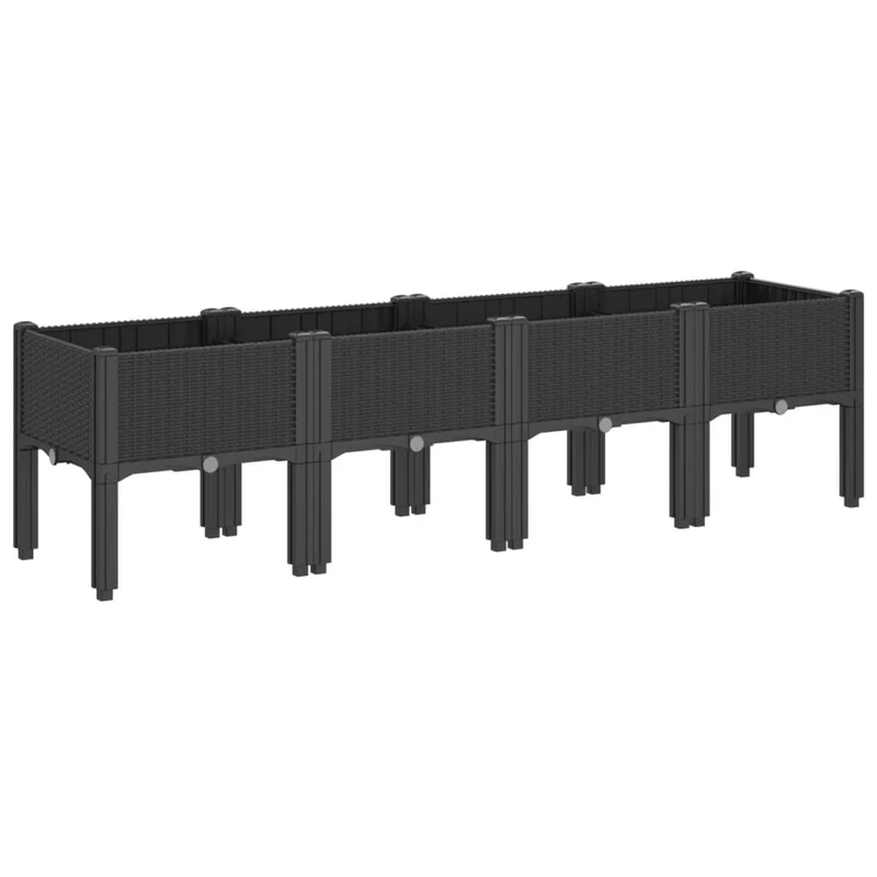 Jardinera Con Patas Pp Negro 160x40x42 Cm