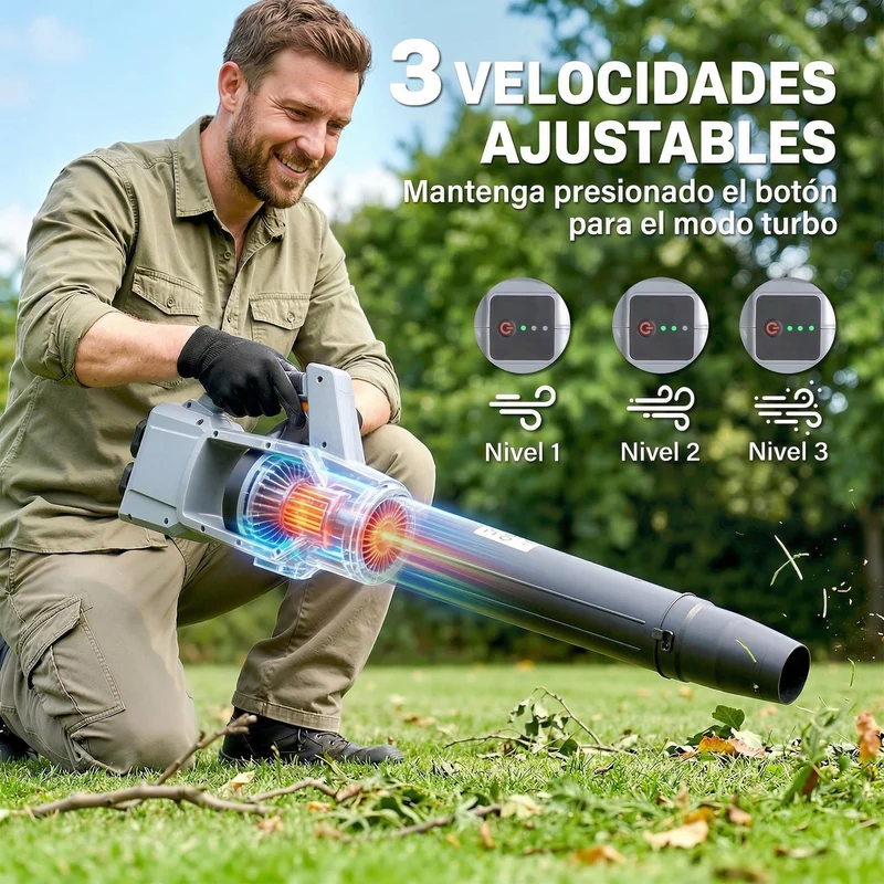 Outsunny Soplador De Hojas Sin Cable 36v Con 2 Baterías 4.0ah Y Cargador Gris