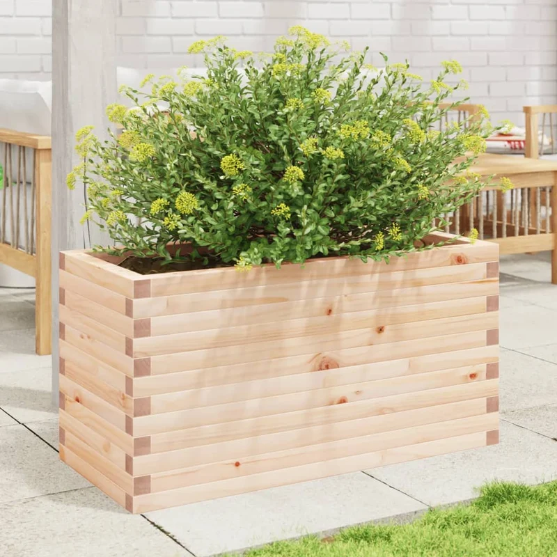 Jardinera De Madera Maciza De Pino 90x40x45,5 Cm
