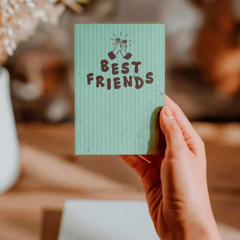 Postal Plantable Best Friends Con Semillas De Tomate – Papel De Algodón Reciclado - Resetea