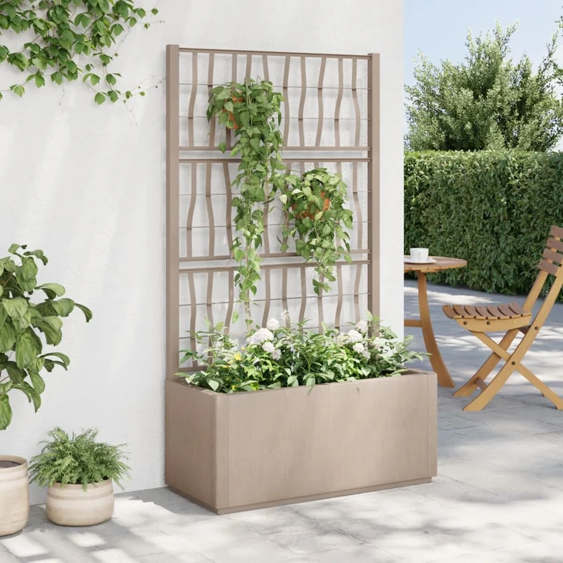 Jardinera Con Enrejado Pp Marrón Claro 80x36x140 Cm