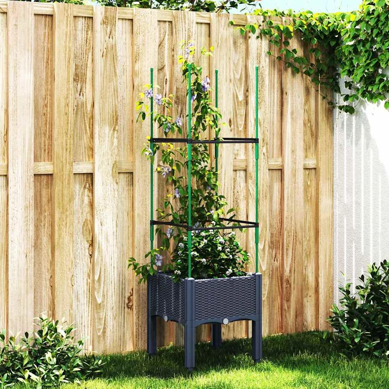 Jardinera Con Enrejado Pp Azul Gris 40x40x142,5 Cm