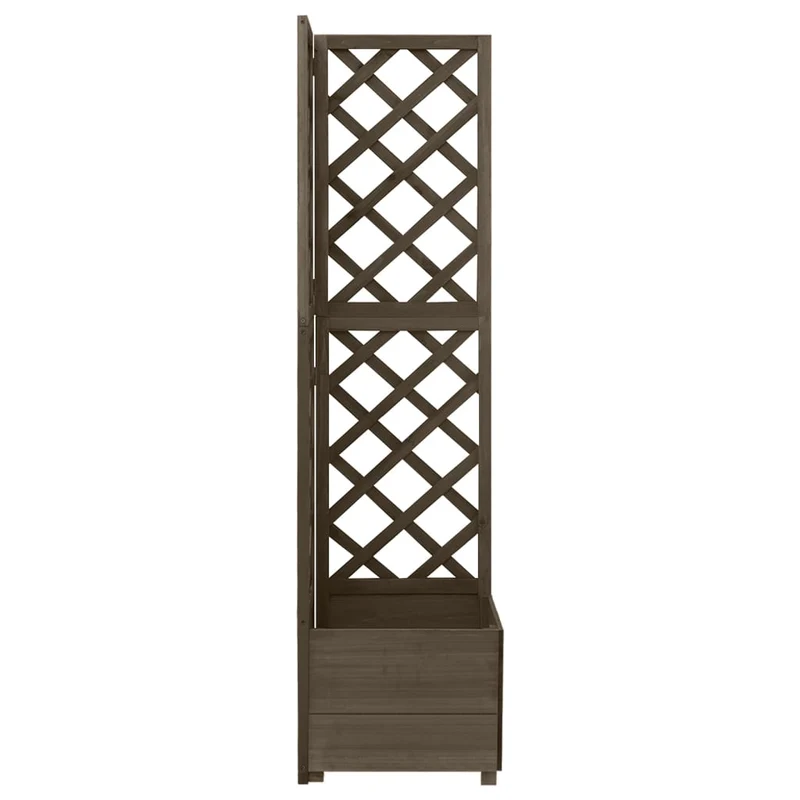 Jardinera De Enrejado De Esquina Madera Abeto Gris 40x40x150 Cm