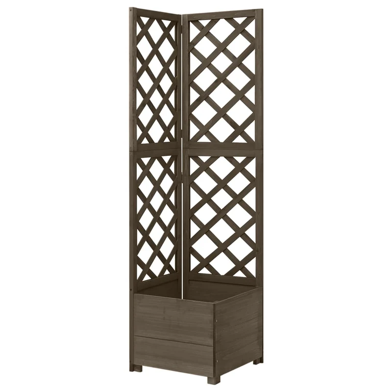 Jardinera De Enrejado De Esquina Madera Abeto Gris 40x40x150 Cm