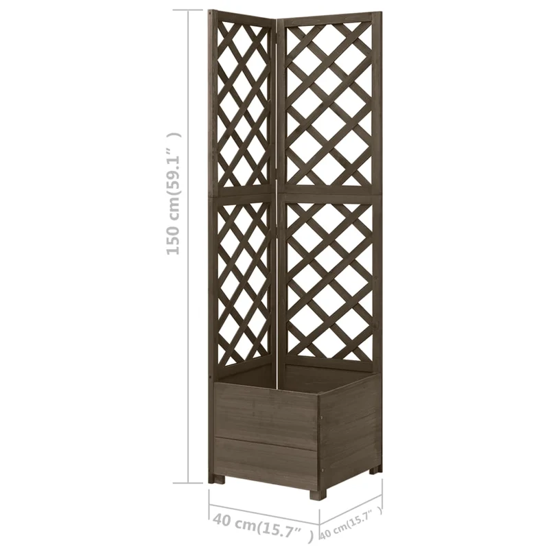 Jardinera De Enrejado De Esquina Madera Abeto Gris 40x40x150 Cm