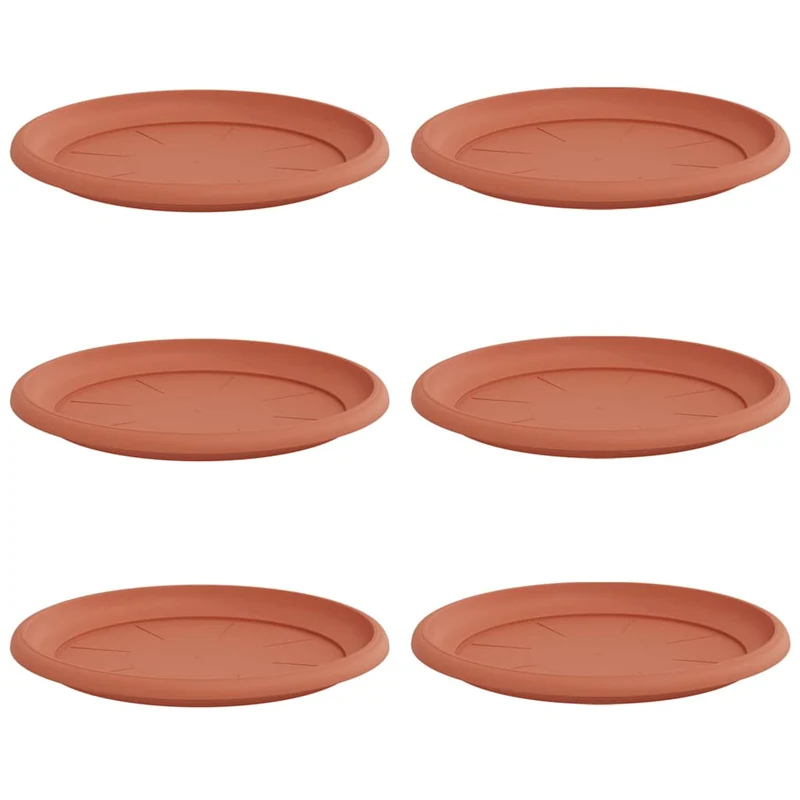 Bandeja Redonda Para Flores 6 Uds. Rojo Ladrillo Ø 27 X 2,5 Cm