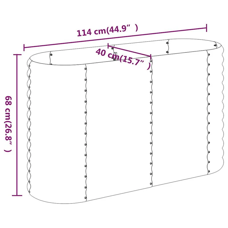 Jardinera Arriate Acero Galvanizado Gris 114x40x68 Cm