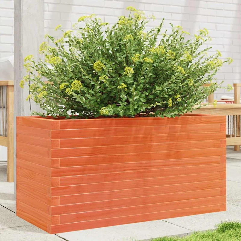 Jardinera De Madera Maciza De Pino Marrón Cera 90x40x45,5 Cm