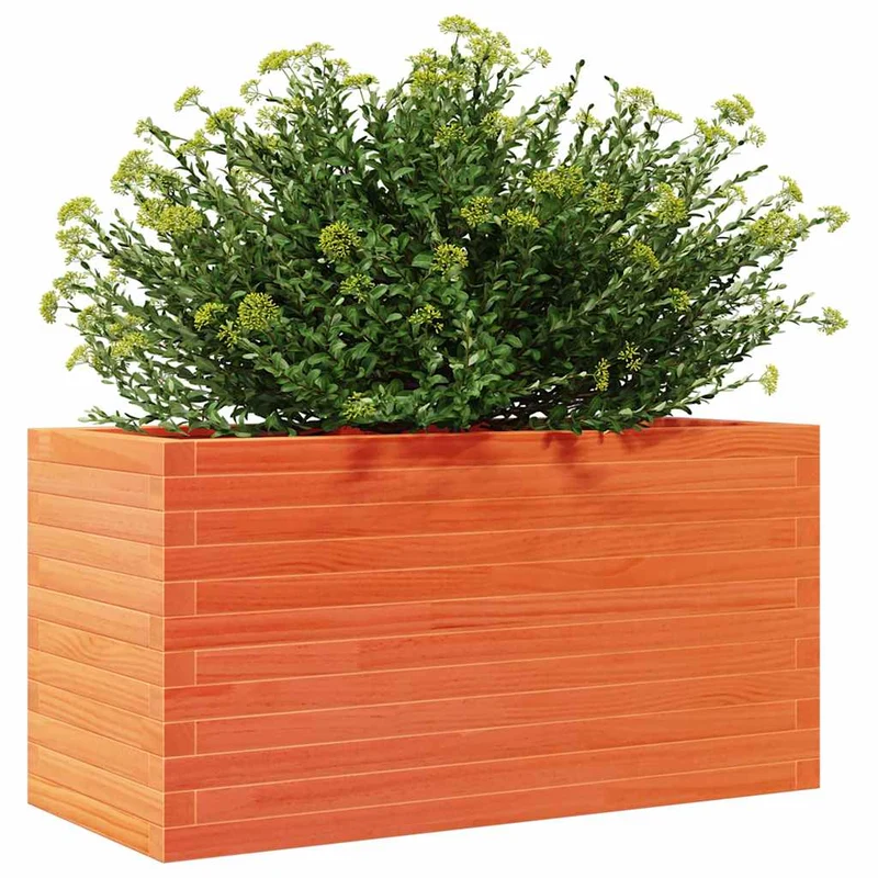 Jardinera De Madera Maciza De Pino Marrón Cera 90x40x45,5 Cm