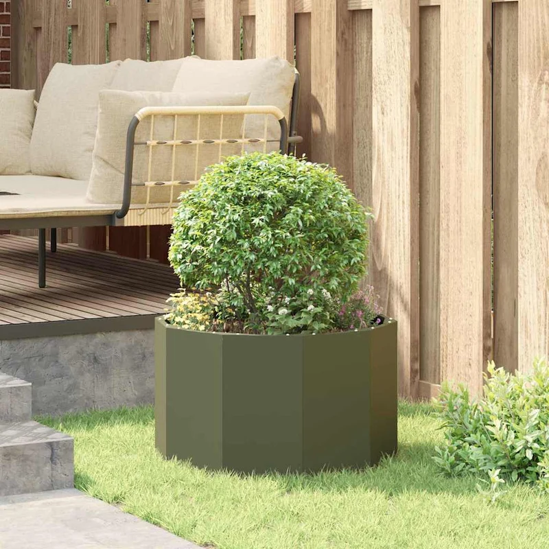 Jardinera Verde Oliva 60 X 60 X 35 Cm Acero