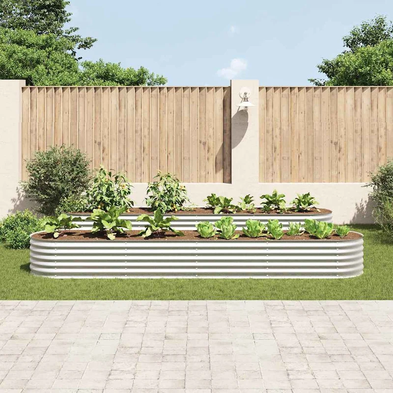 Arriate De Acero Galvanizado Plateado 400x80x44 Cm