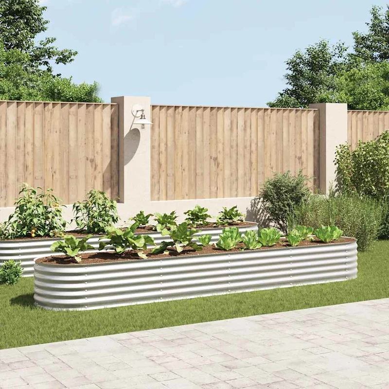 Arriate De Acero Galvanizado Plateado 400x80x44 Cm