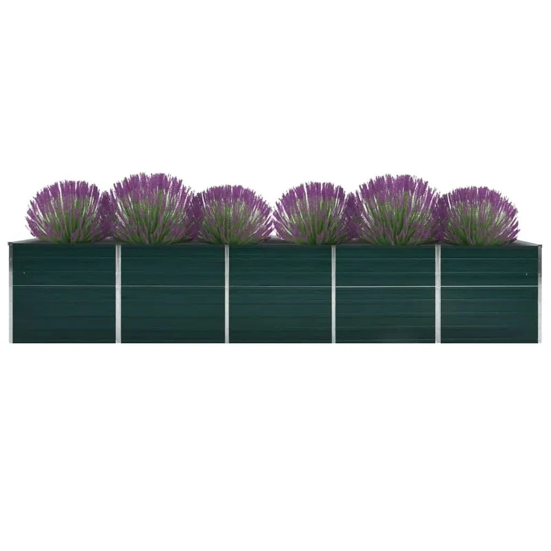 Arriate De Jardín De Acero Galvanizado Verde 400x80x77 Cm