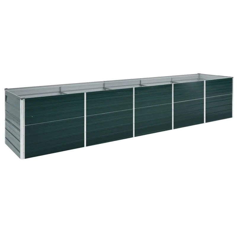 Arriate De Jardín De Acero Galvanizado Verde 400x80x77 Cm