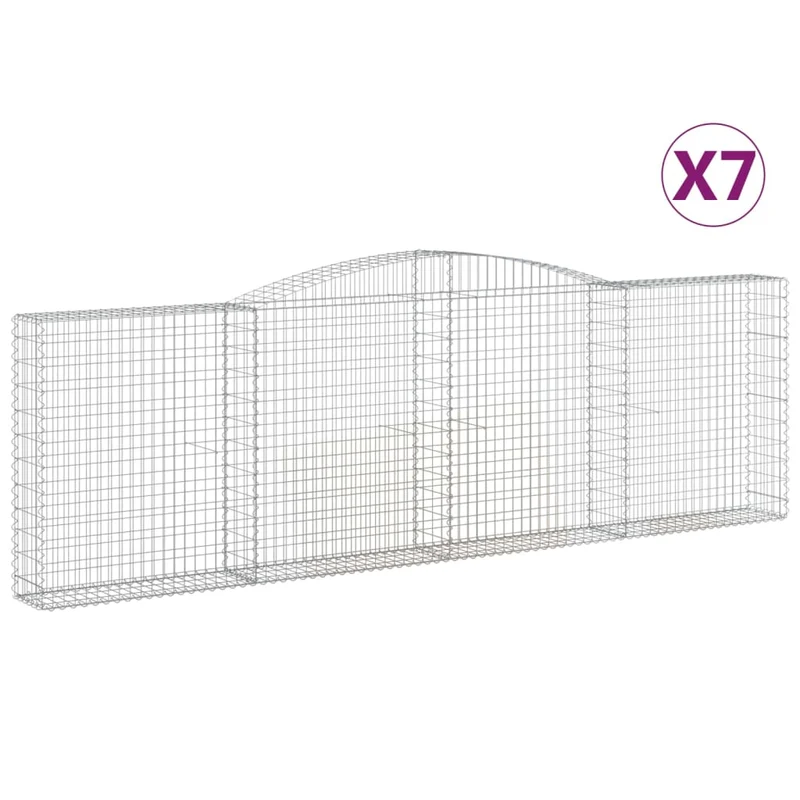 Cestas De Gaviones 7 Uds Forma De Arco Hierro 400x30x120/140 Cm