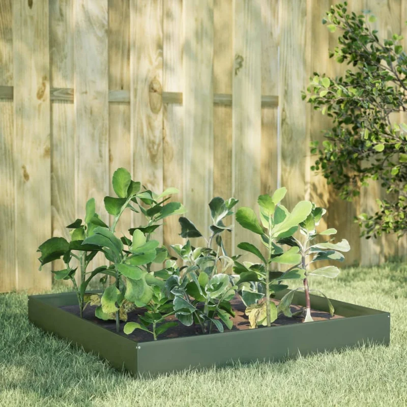 Arriate De Acero Verde Oliva 100x100x26 Cm