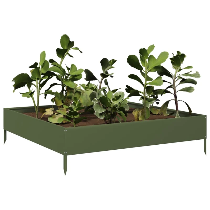 Arriate De Acero Verde Oliva 100x100x26 Cm