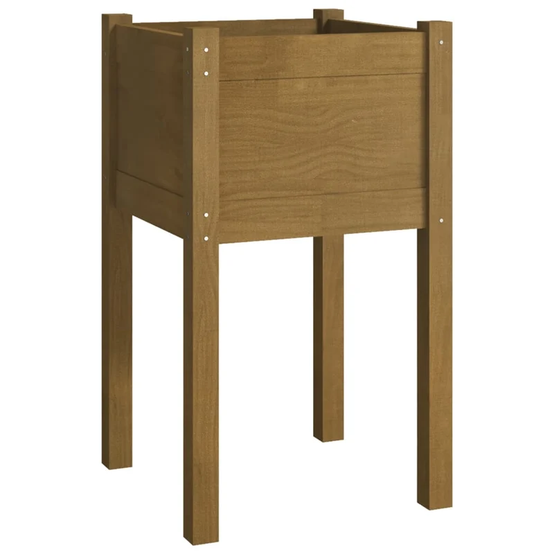 Jardinera De Madera Maciza De Pino Marrón Miel 40x40x70 Cm