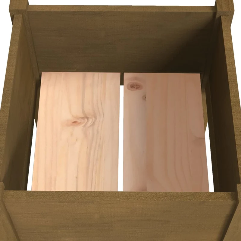 Jardinera De Madera Maciza De Pino Marrón Miel 40x40x70 Cm