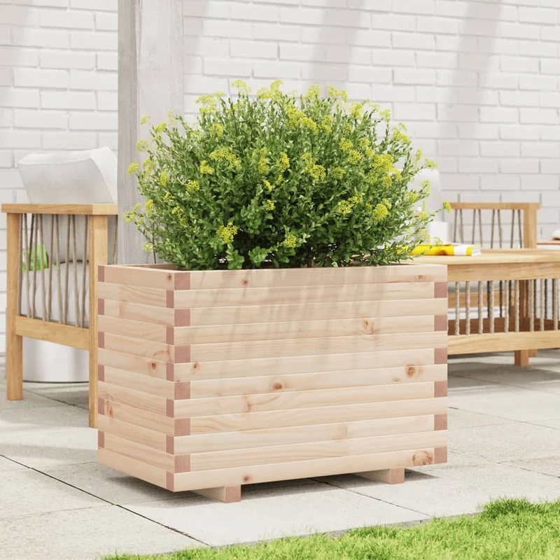 Jardinera Madera Maciza De Pino 70x40x49,5 Cm