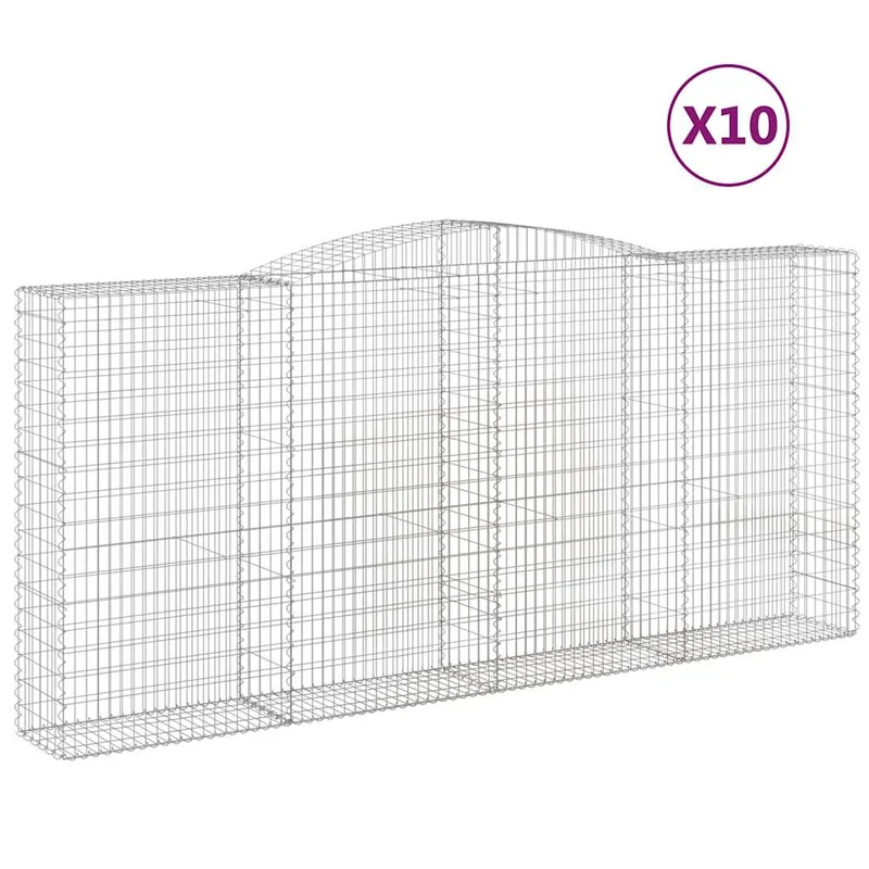 Cestas De Gaviones 10 Uds Forma De Arco Hierro 400x50x180/200cm