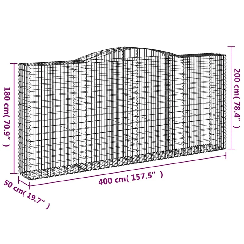 Cestas De Gaviones 10 Uds Forma De Arco Hierro 400x50x180/200cm