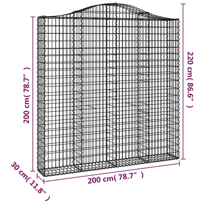 Cestas De Gaviones 4 Uds Forma De Arco Hierro 200x30x200/220 Cm