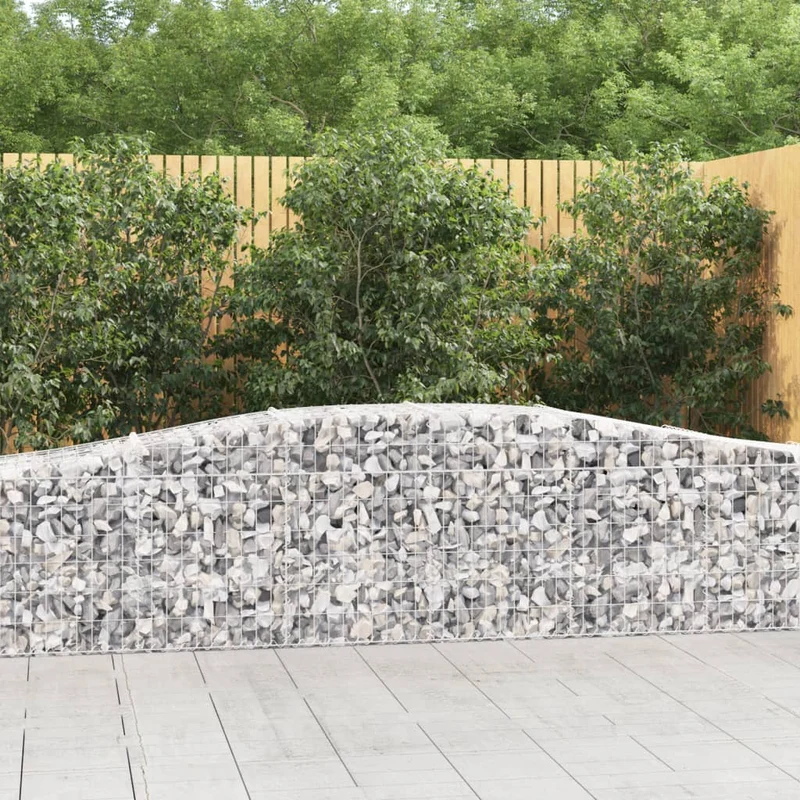 Cestas De Gaviones 9 Uds Forma De Arco Hierro 400x50x60/80 Cm