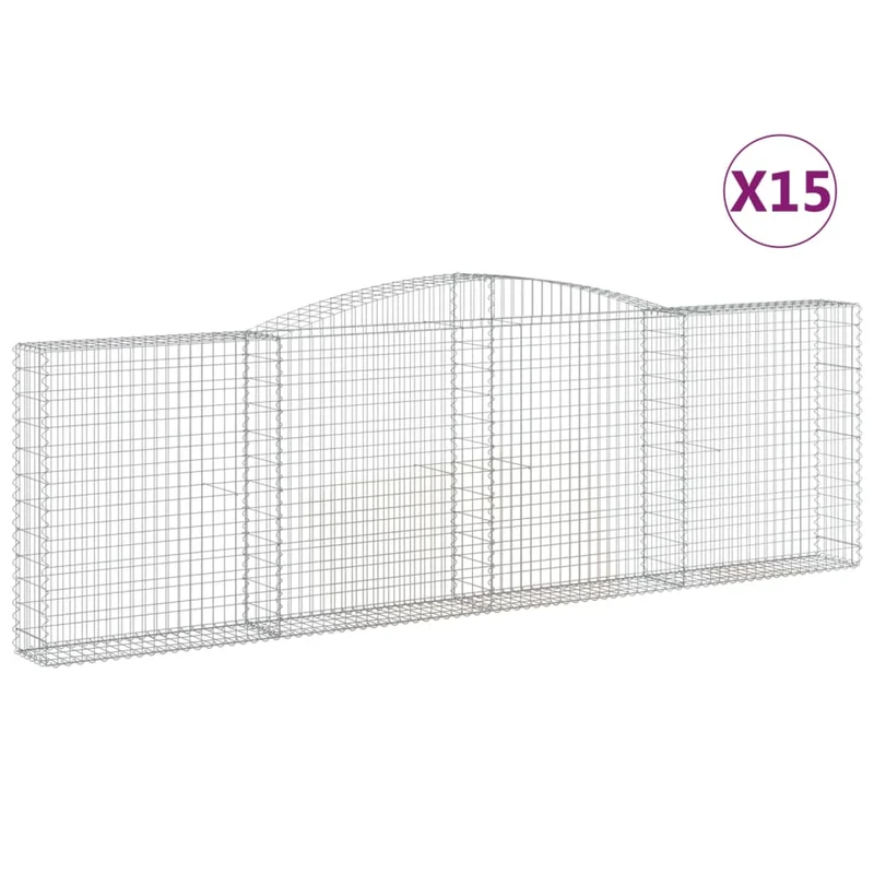 Cestas Gaviones 15 Uds Forma De Arco Hierro 400x30x120/140 Cm
