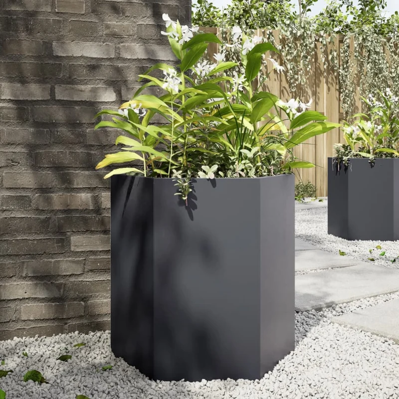 Jardinera Hexagonal Acero Gris Antracita 46x40x45 Cm