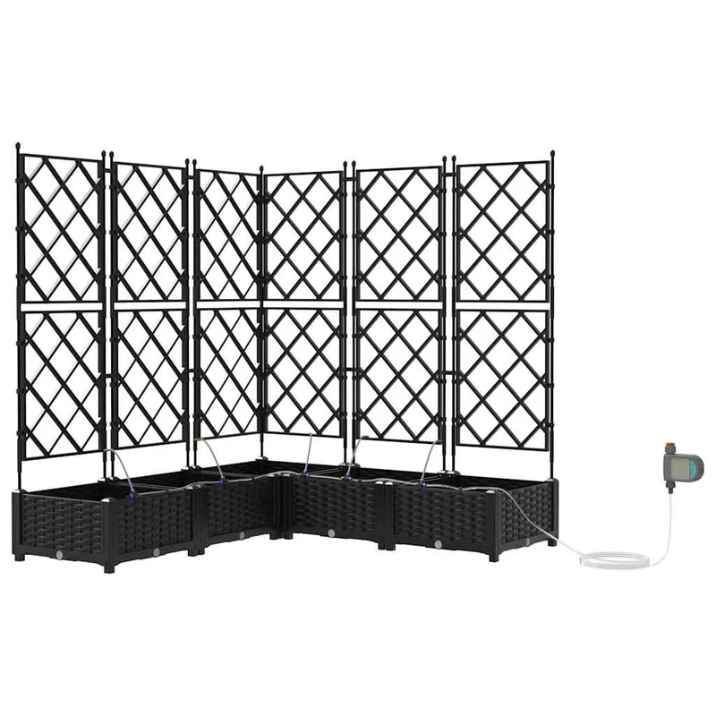 Macetero De Jardín 5 Uds. Negro 120 X 120 X 126 Cm Pp