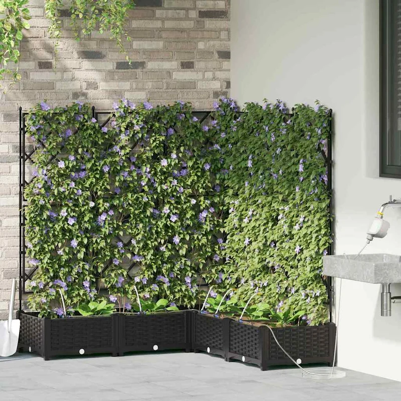 Macetero De Jardín 5 Uds. Negro 120 X 120 X 126 Cm Pp